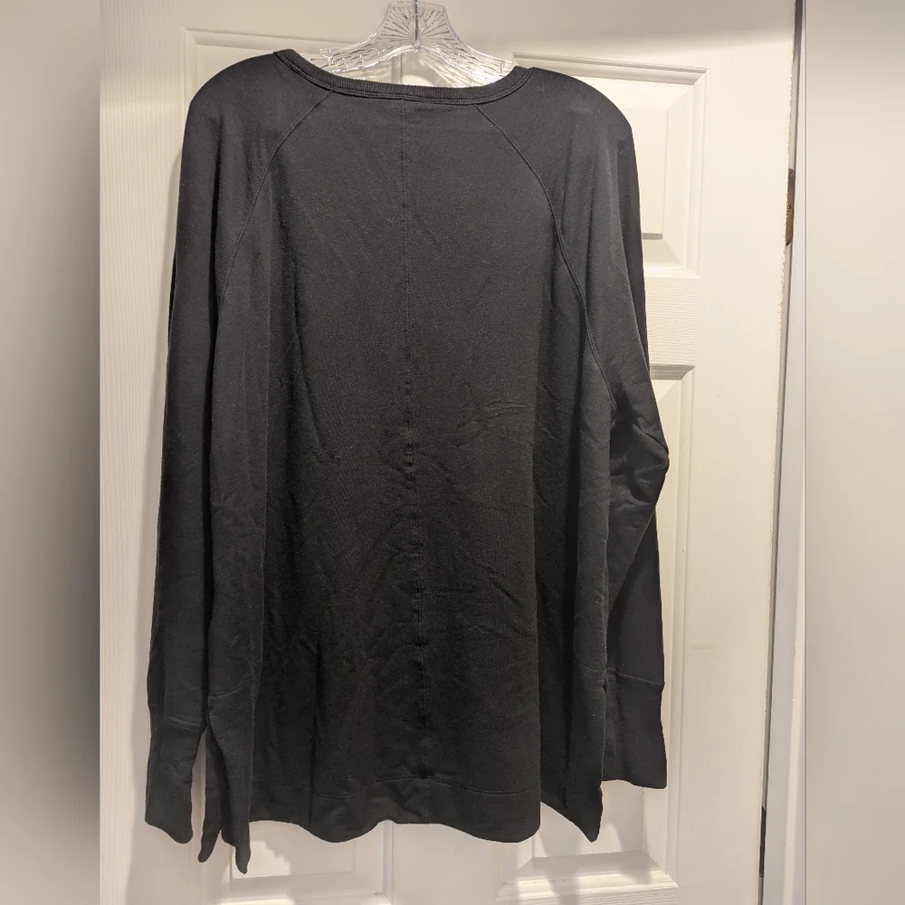 Athleta Women's Black Long Sleeve Activewear Fleece Top Sweatshirt Size 1X - Picture 6 of 13